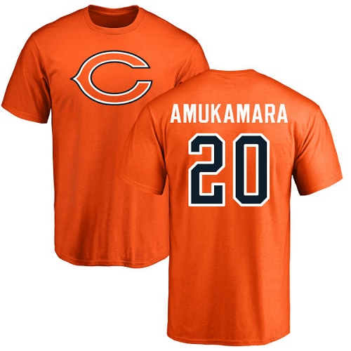 Chicago Bears Men Orange Prince Amukamara Name and Number Logo NFL Football #20 T Shirt->nfl t-shirts->Sports Accessory